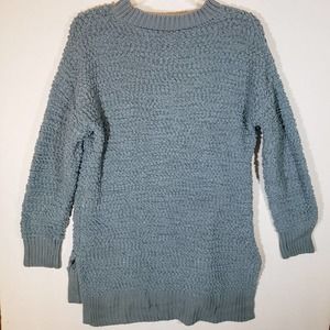 Zenana Premium Slate Blue Chunky Long Sweater Sz S Knobby